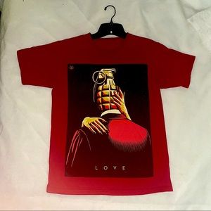 Men’s Red Graphic T-shirt “Love” | Medium
